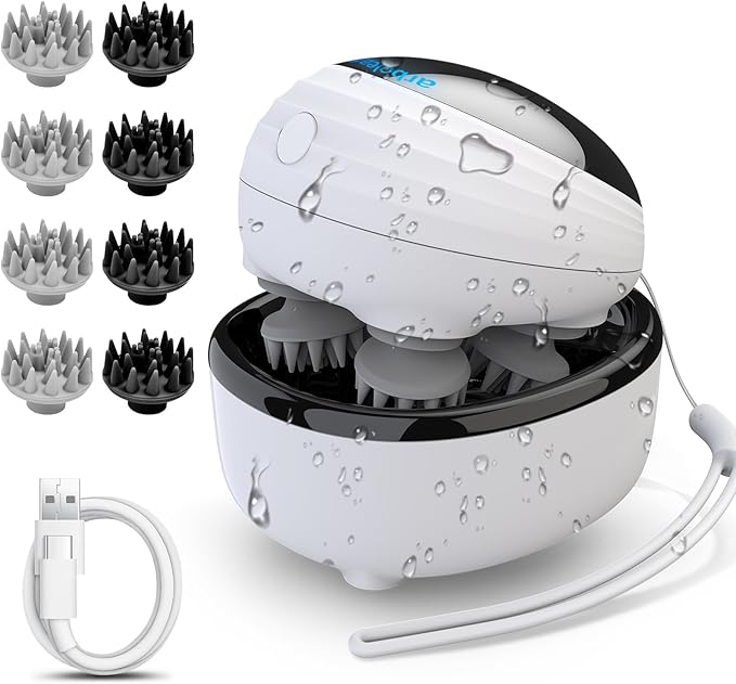 arboleaf Scalp Massager Electric, Portable Head Massager Scalp Stress Relax, Waterproof Rechargeable 6 in 1 Hair Massage, Ideal for Relaxation and Wellness, Gifts for Her and Him-VivaGrace Women