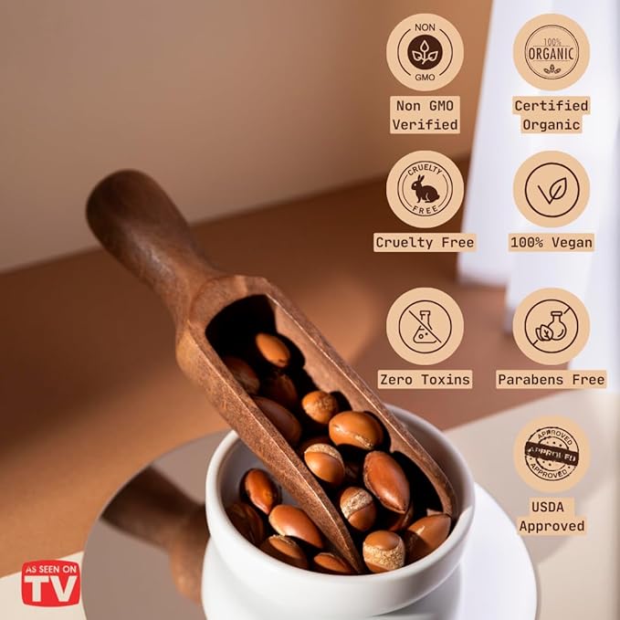 VoilaVe USDA and ECOCERT 100% Pure Organic Moroccan Argan Oil for Skin, Nails & Hair Growth, Anti-Aging Face Moisturizer, Cold Pressed, Hair Moisturizer, Rich in Vitamin E, As Seen On TV - 4 fl oz-VivaGrace Women