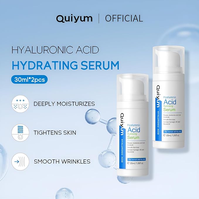 Hyaluronic Acid Serum for Face, Hydrating Face Serum for Dry Skin W/Hymagic-4D, Squalane, Vitamin C & E for Plumping, Hydrating & Anti-Aging Serum, Skin Care, 1.06fl.oz, Pack of 2-VivaGrace Women