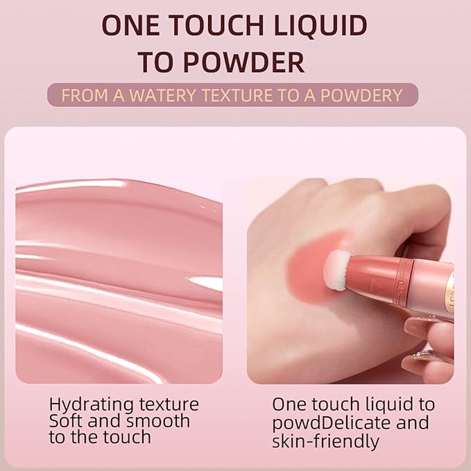 Liquid Blush Beauty Wand Matte Cream Blush Stick with Soft Cushion Applicator For Natural Cheek Tint Blendable Lightweight Long Lasting Dewy Finish makeup blush for Face(01 Nude Orange)-VivaGrace Women