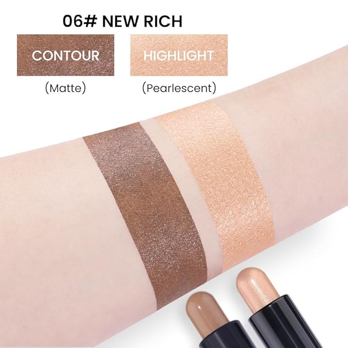 evpct 2in1 Face Shaping & Contouring Stick Cream Contour Concealer Bronzer Stick Makeup Kit for Beginner Face Highlighter Makeup Stick contorno maquillaje de maquillaje profesional,NEW Rich-VivaGrace Women