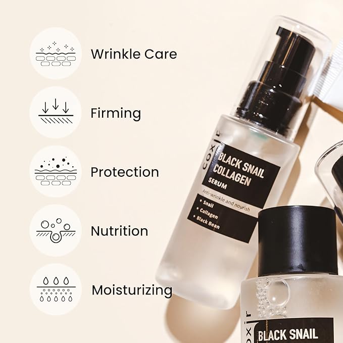 coxir BLACK SNAIL GIFT SET /Gift Set Birthday present /Foam Cleanser+Serum+Cream/Black Rice, Bean, Sesame, Snail Mucin, Collagen, Peptide l Repairing&Firming l Korean Skin Care-VivaGrace Women