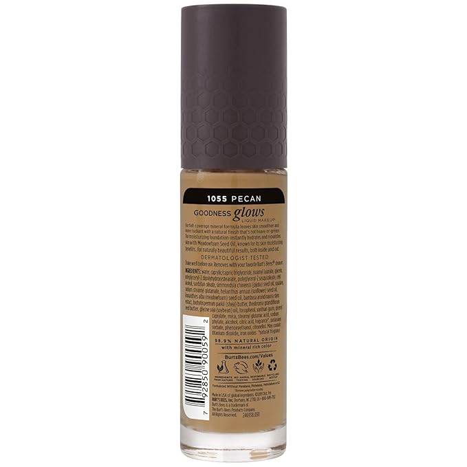 Burt's Bees Goodness Glows Liquid Makeup, Pecan - 1.0 Ounce-VivaGrace Women