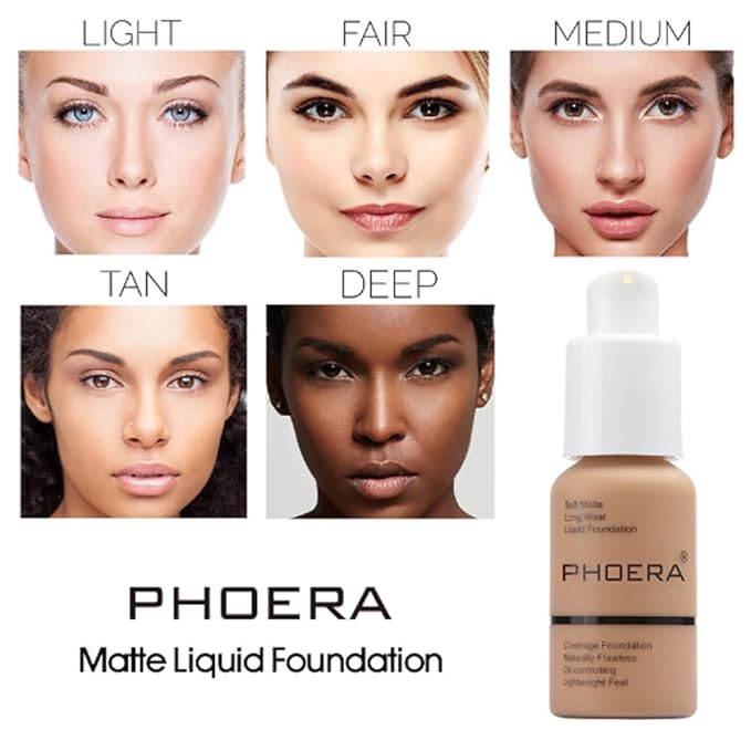 2Pcs Liquid Foundation Full Coverage 24HR Matte Oil Control Concealer 30ml (Nude & Buff Beige) with Kabuki Foundation Brush Flat Top (1pcs-110)-VivaGrace Women