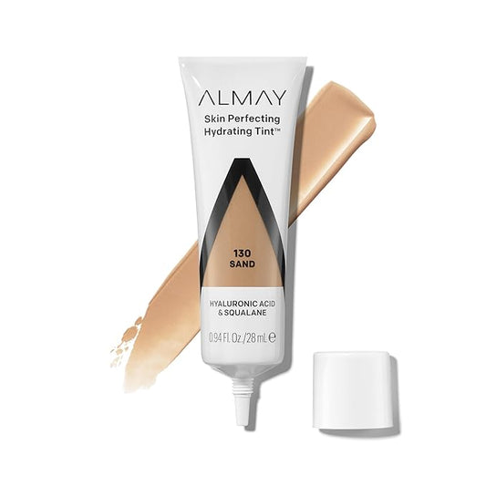 Almay Hydrating Liquid Foundation Tint, Lightweight with Light Coverage, Naturally Dewy Finish, Hypoallergenic, Dermatologist TestedFragrance Free, 130 Sand, 0.94 fl oz.-VivaGrace Women
