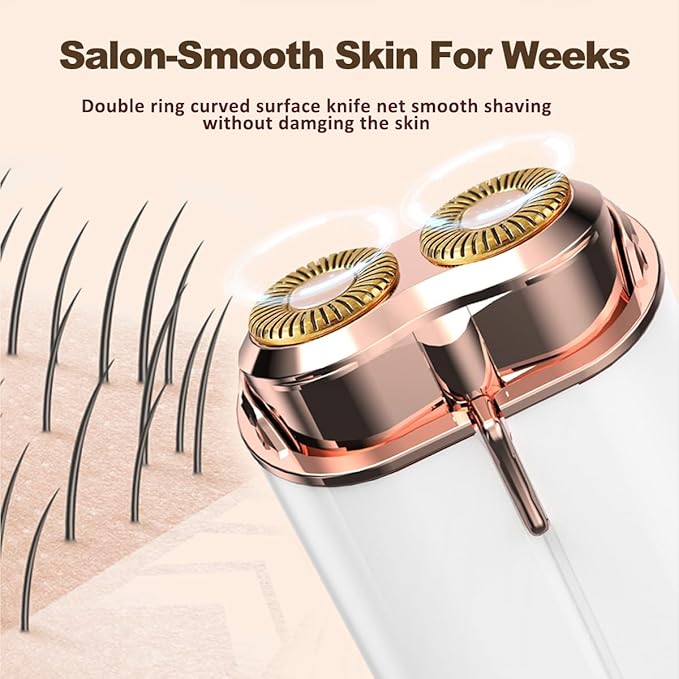 Facial Hair Removal for Women, Portable Painless Electric Shaver Device with Built-in LED, Wet/Dry Electric Razor Hair Remover Epilators for Face, Chin, Upper Lip and Arms (White-2025)-VivaGrace Women