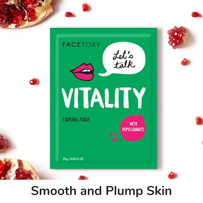 FACETORY K Beauty Face Mask Skin Care - LET'S TALK VITALITY FIRMING Sheet Mask with Pomegranate & Shea Butter | Firming Mask with Antioxidants, Plump & Hydrate (5 Pack)-VivaGrace Women