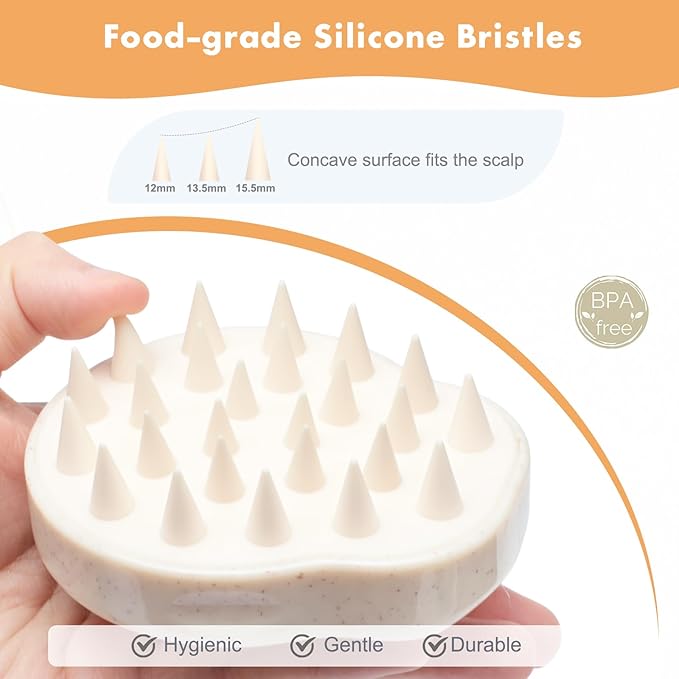 FREATECH 2-Pack Wheat Straw Hair Scalp Massager Shampoo Brush with Silicone Bristles for Hair Growth and Dandruff, Scalp Scrubber Head Exfoliator for Wet & Dry Use, Women Men Kids-VivaGrace Women