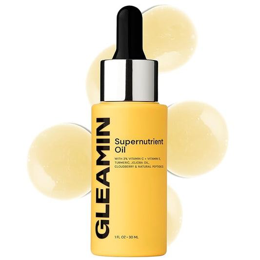 Gleamin Brightening Face Oil with Vitamin C & E, Turmeric, Jojoba & Cloudberry | Hydrating Facial Oil for Radiant Glow, Dark Spots, Fine Lines & Uneven Tone | Skin Brightening for Women & Men, 1 Fl Oz-VivaGrace Women