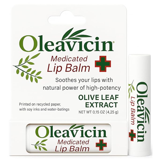 Natural Lip Balm by Oleavicin | Dry Lip Relief | Patented Moisturizing Formula for Chapped Lips | Organic Olive Leaf Extract-VivaGrace Women
