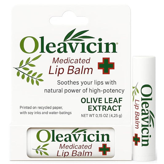 Natural Lip Balm by Oleavicin | Dry Lip Relief | Patented Moisturizing Formula for Chapped Lips | Organic Olive Leaf Extract-VivaGrace Women
