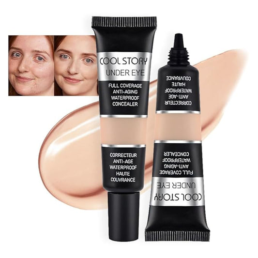 Kaely 2Pcs under Eye Concealer Full Coverage,Waterproof Concealer for Dark Circles,Puffiness,Redness,Cream Foundation Eye Brightener,Color corrector de ojeras,Anti Aging,Natural Matte Finish,Neutral-VivaGrace Women