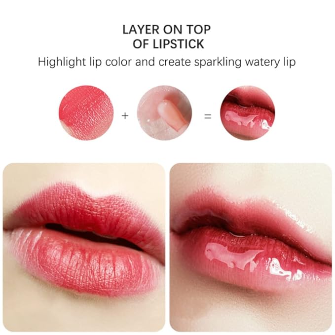 Yasovigi Hydrating Lip Oil Plumping Lip Tint Moisturizing Lip Gloss, Transparent Lip Balm Care Stick Nourishing Repairing Non-sticky, Moisture&Lighten Lip Lines (Pink + Rosewood)-VivaGrace Women