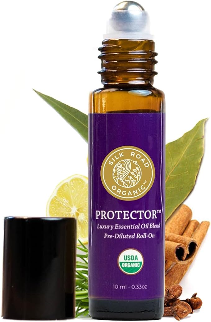 Silk Road Organic Protector Essential Oil Immunity Blend Roll On, Based on Thieves Oil Legend, 100% Pure USDA Certified Health Shield Aromatherapy - 10 ml Roller-VivaGrace Women