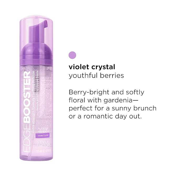 Style Factor EDGE BOOSTER Extra Strength Setting Mousse – Frizz Control, Extra Volume, and Conditioning – 2.5oz Violet Crystal Mousse for Curly Hair-VivaGrace Women