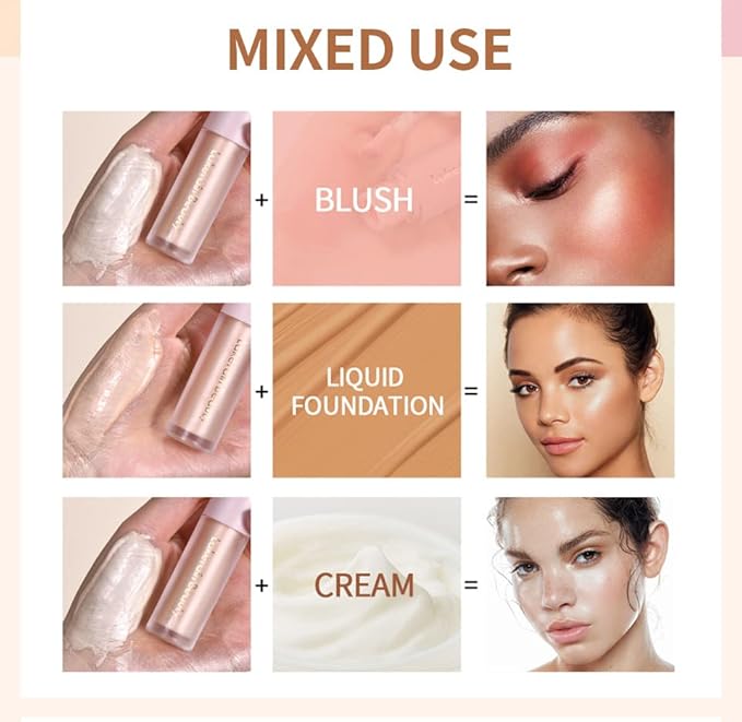 Unyoke Liquid Highlighter Stick, Matte Finish, Cream Formula, 02#, Waterproof, Full Coverage, Body & Face Makeup-VivaGrace Women