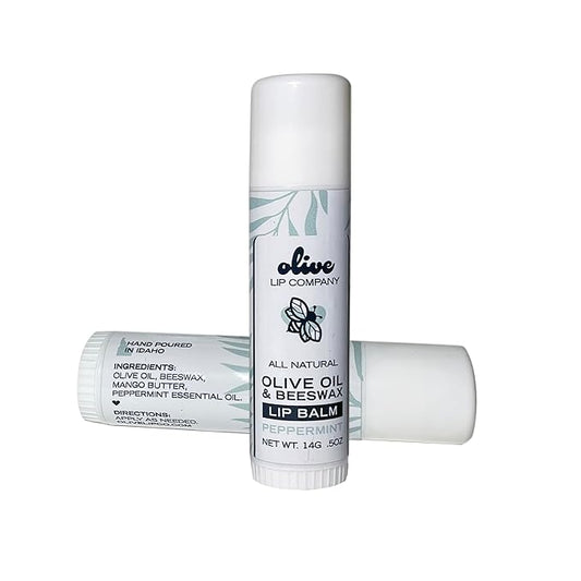 Hydrating Olive Oil and Peppermint Lip Balm with Mango Butter and Beeswax, 0.5 oz. Jumbo Tube, Clear Long Lasting Moisturizer for Dry, Cracked, Chapped Lips-VivaGrace Women