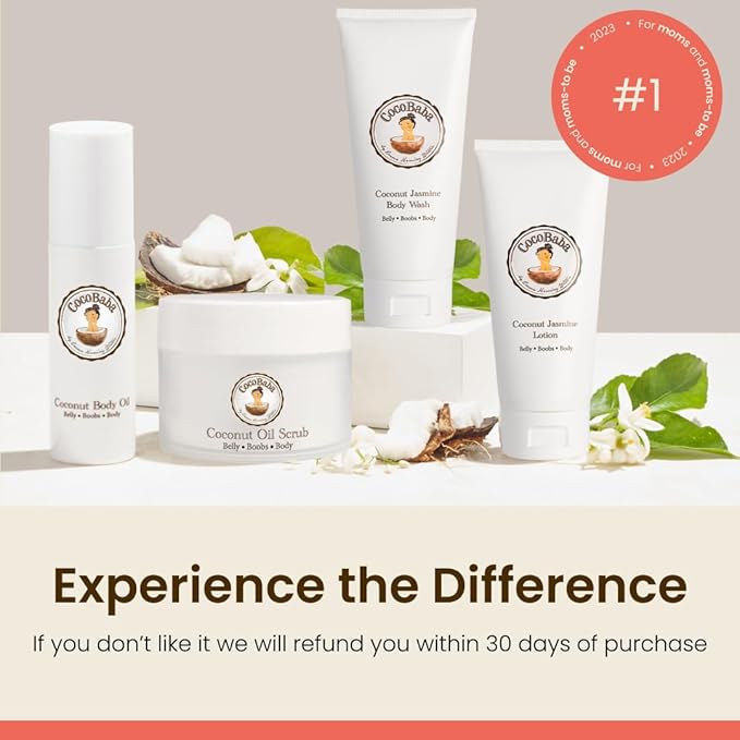 Cocobaba Stretch Mark Relief Set - Belly oil for pregnancy care package | Stretch Mark Cream for Pregnancy | Body wash | Body scrub | First time mom gift | Pregnancy Must have-VivaGrace Women