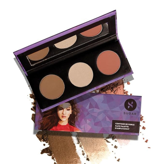 Sugar Cosmetics Contour De Force Face Palette01 Subtle SummitLonglasting formula, Lightweight Blush, Highlighter and Bronzer, Paraben free.-VivaGrace Women