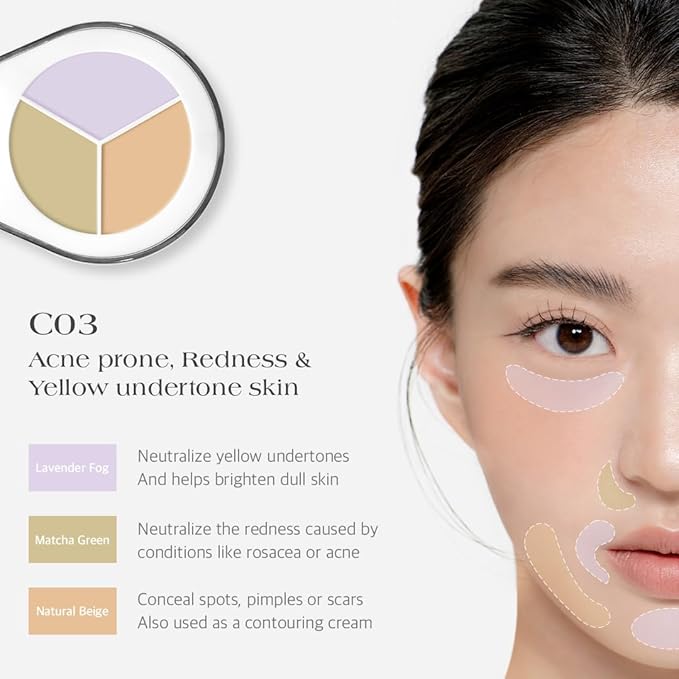Dr.Althea Dear.A Perfect Cover Concealer Palette - Vegan Fomula, Conceal, Cover, Correct, Contour, Highlight, Multi concealer balette, Finger puff included (C03)-VivaGrace Women