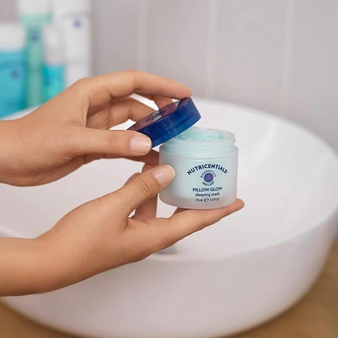 NuSkin NUTRICENTIALS Pillow Glow Sleeping Mask | Overnight Hydration | Bioadaptive Botanical Complex | Red Algae | Apple Extract | Deep Sea Water | Skin Glowing & Pore Minimizing | 2.5 Fl Oz | 1 Pack-VivaGrace Women