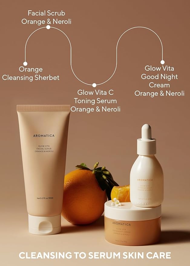 AROMATICA Glow Vita Goodnight Cream Orange & Neroli 3.1fl oz/90g - Night Cream Moisturizer For Face & Neck | Anti Aging Wrinkle Cream with Vitamin C, 5% Niacinamide-VivaGrace Women
