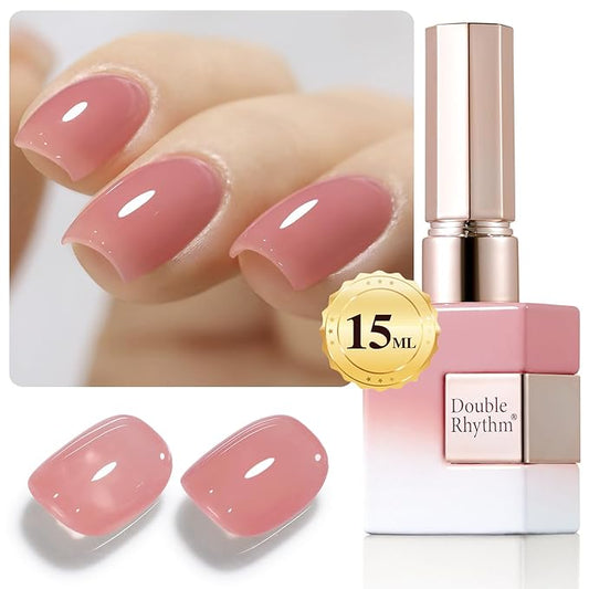 Double Rhythm Gel Polish Translucent Sheer Neutral Natural Light Milky Same Color Same Bottle 15ML Jelly Polish Art DIY at Home (Sheer Pink Nude-A1385)-VivaGrace Women