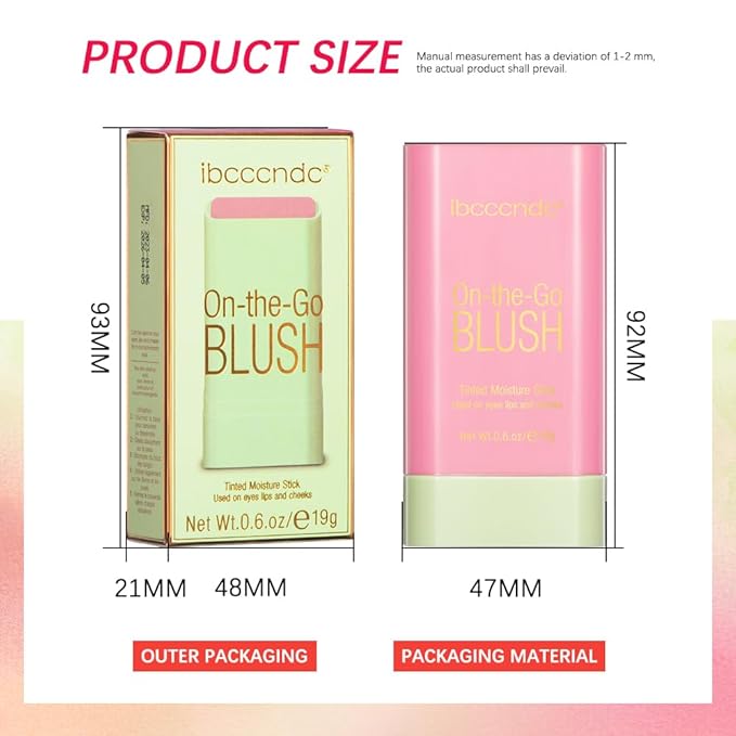 Blush Stick Matte Finish Waterproof Long Lasting Pink Red Cheek Lip Make-up Multi Lip Tint Stick Highlighter High Pigment Rouge Blush for Women Lady Daily Lip Cheek Makeup (2#hot red)-VivaGrace Women