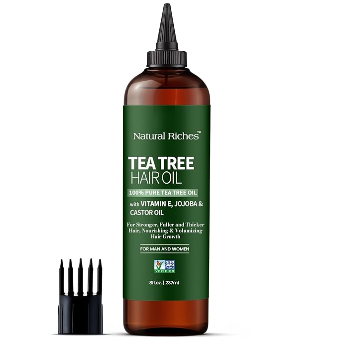 Natural Riches Tea Tree Oil for Hair - Blended with Vitamin E and Castor Oil for Hair Growth - Tea Tree Scalp Treatment for Dry Scalp - Lightweight Scalp Oil for Healthy, Strong Hair - 8 fl oz-VivaGrace Women