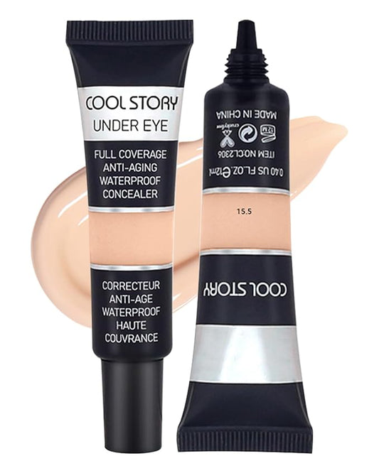2 PCS Under Eye Concealer Full Coverage, Waterproof Color Correcting Concealer All Day Coverage Dark Circles, Puffiness, Redness, Lightweight Cream Foundation Brightener, Natural Matte Finish, Neutral-VivaGrace Women