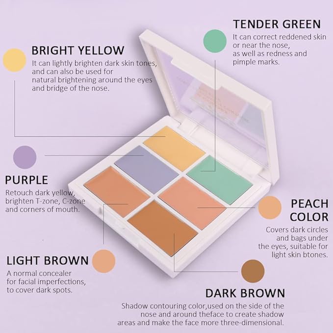 Concealer Cream Makeup Palette Color Corrector,Under Eye Brightener Concealer Dark Circle Concealer Palette,Waterproof Foundation Cream Based Makeup Palette Full Face Contour Kit for Beginners-VivaGrace Women