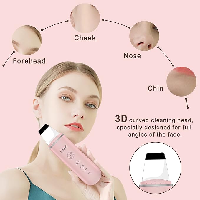 GUGUG Skin Scrubber Face Spatula Skin Spatula Pore Cleaner Blackhead Remover Tools for Facial Deep Cleansing-4 Modes, Pink-VivaGrace Women