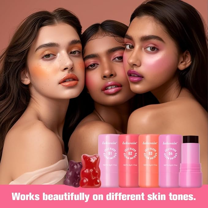 Multi-Use Cooling Water Jelly Blush/Lip Tint & Eye Shadow - Sheer Stain withBuildable Watercolor Finish - Long-Lasting Moisture - 1,000+ Swipes Per Stick - Jelly Texture for Lip & Cheek (Red)-VivaGrace Women