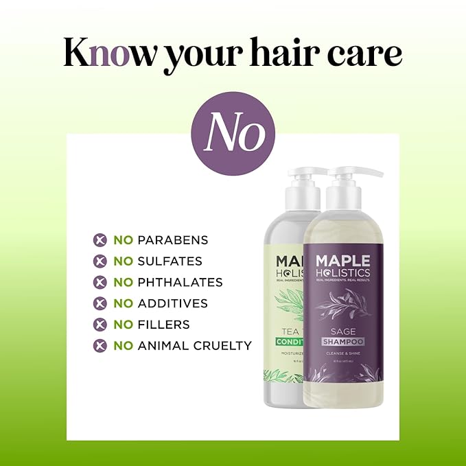 Sulfate Free Shampoo and Conditioner Set - Tea Tree Sage and Rosemary Shampoo and Conditioner for Dry Flaky Scalp Care - Deep Cleansing Color Safe Shampoo and Conditioner for Damaged Dry Hair Care-VivaGrace Women