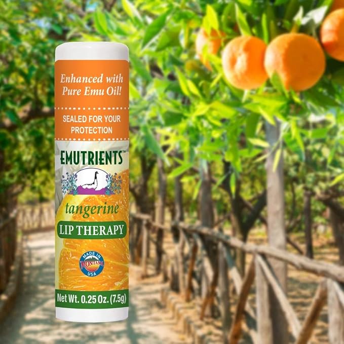 Montana Emu Ranch - Lip Therapy Lip Balm - 0.25 Ounce - Tangerine Flavor - 3 Pack - Made with Pure Emu Oil-VivaGrace Women