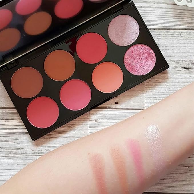 Makeup Revolution Ultra Blush Makeup Palette, Bronzer & Highlighter, Includes 8 Shades, Gluten free, Vegan & Cruelty Free, Sugar & Spice, 13g-VivaGrace Women