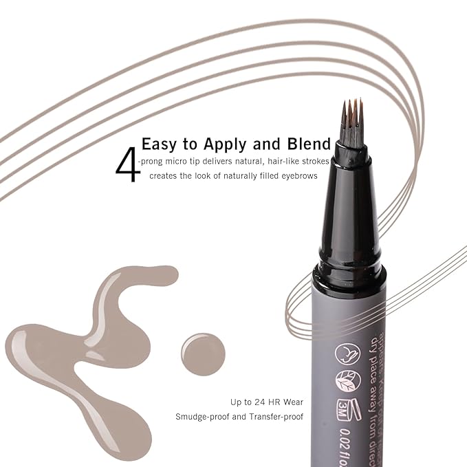 Light Gray Eyebrow Pencil for Older Women, Grey Eyebrow Pencil for Women with 4-Prong Precision Tip, Microblading Eyebrow Pen Create Natural, Hair-Like Strokes YES.EYE DO (Grey Mist-Light Gray)-VivaGrace Women