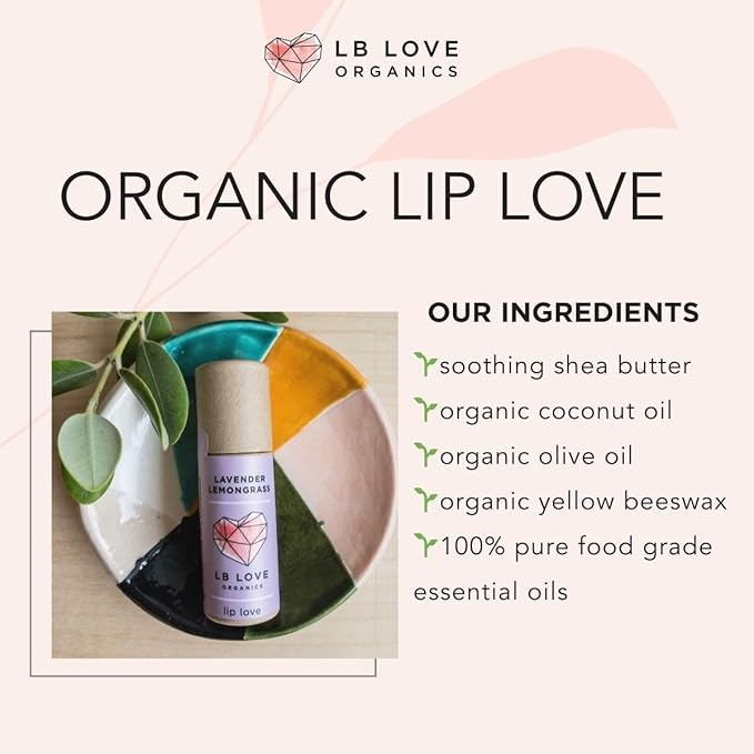 Plastic Free Lip Love | Jumbo Organic Lip Balm | Organic Beeswax and Plant Based | Zero Waste Natural Lip Balm (Lavender Lemongrass)-VivaGrace Women