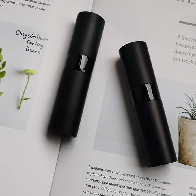 2 PCS/8ml Portable Mini Perfume Atomizer bottles, Empty Refillable Spray Bottle with 3 Types of Refill Tools, Pocket Travel Perfume Sample Bottles(Matte Black)-VivaGrace Women