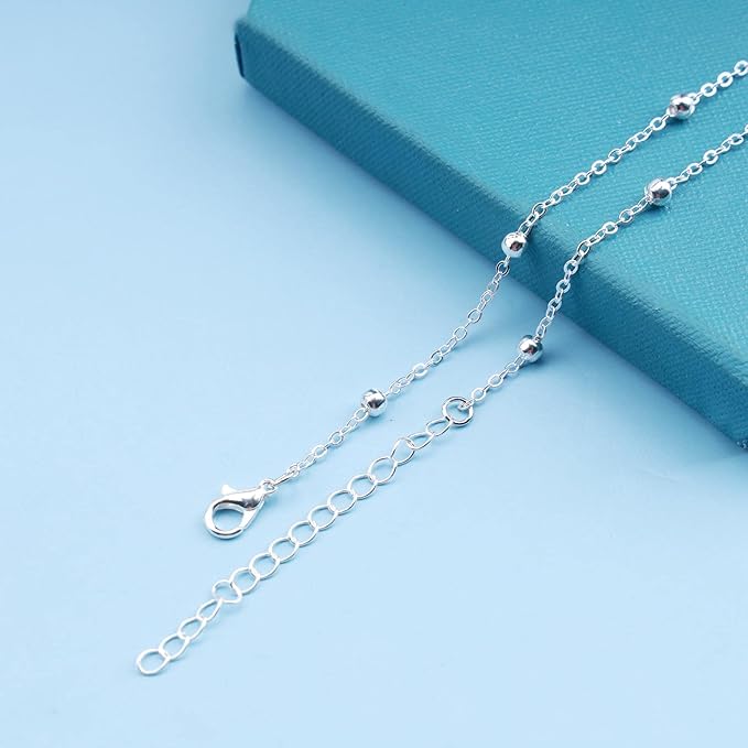 Bohemia Sea Shell Choker Necklace Natural Shell Pendant Necklace Minimalist Cowrie Necklace Silver Satellite Chain Necklace Jewelry for Women and Girls-VivaGrace Women