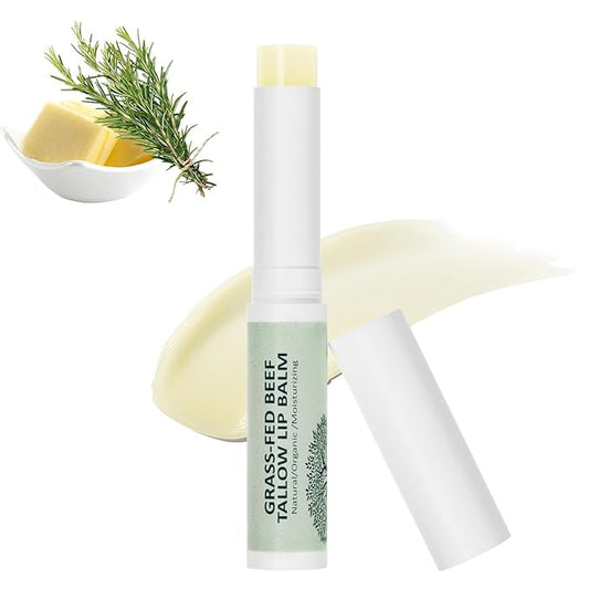 Tallow Lip Balm, Natural Lip Balm, Beef Tallow for Skin, Tallow Balm, All Natural Unscented 100% Grass Finished Beef Tallow Chapstick Organic Moisturizing Hydrates Dry Lips Moisturizer for Lip Care-VivaGrace Women