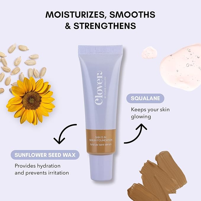 Clover Skin Is In Serum Foundation | Hydrating Face Serum, Lightweight Foundation, Cruelty-Free & Vegan | With Squalane And Sunflower Seed Wax | 30 ml - Shade 08 (Medium)-VivaGrace Women