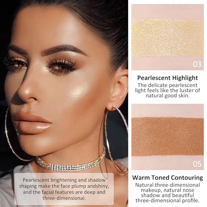 Professional Medium to DeepColor Correcting Cream Contour Concealer Highlight Palette, Dark Brown Gold Champange Full Coverage Makeup Palet for Correct Dark Circles,Scar, etc,Waterproof-6B-VivaGrace Women
