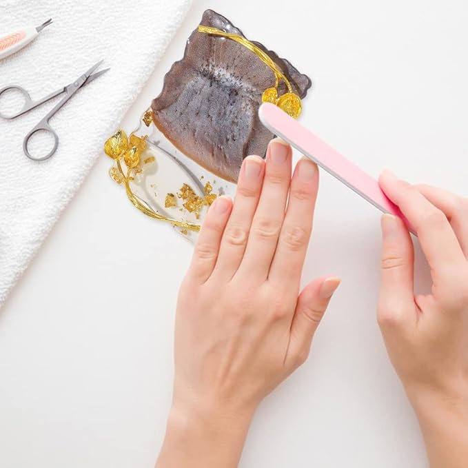 Resin Nail Art Palette, Nail Art Painting Palettes with Nail Palette Stirring Rod Gold Edge Nail Holder Nail Art Display Board Fashion Delicate Nail Tool Accessories, Type 6-VivaGrace Women