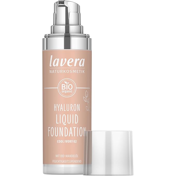 lavera Hyaluron Liquid Foundation - Cool Ivory 02 - Foundation Make Up with Hyaluron & Almond Oil for a Flawless Complexion - Face Make Up - PETA Certified - Vegan - Made in Germany - 1 Fl Oz-VivaGrace Women