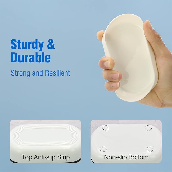 Travel Soap Container, Leakproof Soap Box, Travel Soap Holder with Removable Draining Layer, Portable Soap Case for Traveling, Camping, Gym (White, 1 Pack)-VivaGrace Women