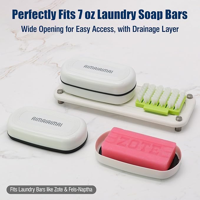 Shampoo Bar Holder Travel Case, Large Soap Holder for 5 oz/10 oz Oversized Bars, Durable & Versatile Storage Soap Container with Drainage Layer (1 Pack, White Style A-Large)-VivaGrace Women