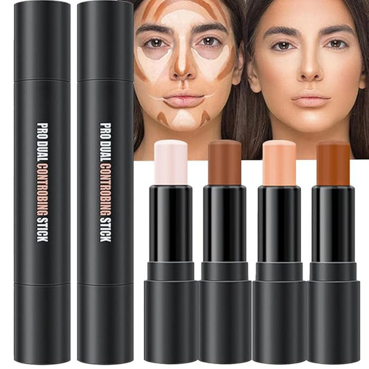 evpct 4 Colors Cream Contour Stick Makeup Kit Set Concealer Bronzer Stick Cream Contour Palette Contour Contouring Makeup Kit for Beginner Liquid Face Highlighter Makeup Stick contorno maquillaje 1+3-VivaGrace Women