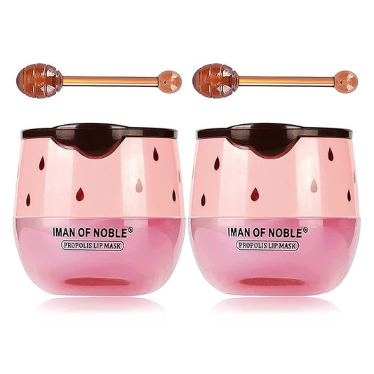 2PCS Bee Lip Balm Lip Balm Honey Pot, Strawberry Sleeping Lip Mask,Moisturizing Lip Balm with Stick,Hydrating & Prevention Dry and Cracked Lip Scrubs Exfoliator Lip Care Products(Strawberry)-VivaGrace Women