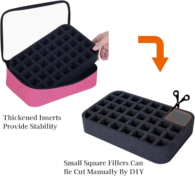 Small Clear Nail Polish Organizer Holds 40 bottles(15ml-0.5fl.oz) Nail Polish Case Multifunctional Nail Polish Bag organizer, Cosmetic Travel Makeup Bags for Women Rose Red